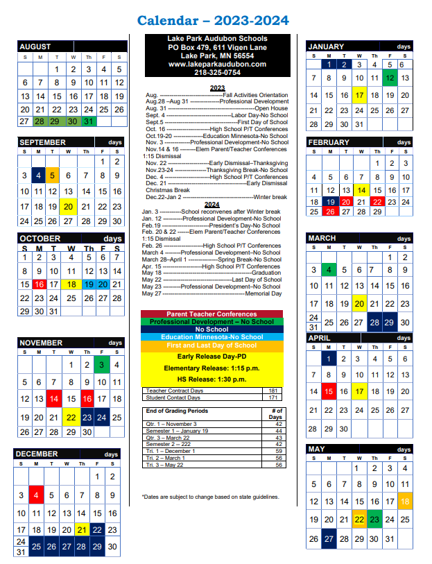2023-24 LPA District Calendar